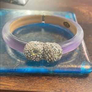 Alexis Bittar hinged bracelet  stones and crystal detail lavender purple lucite